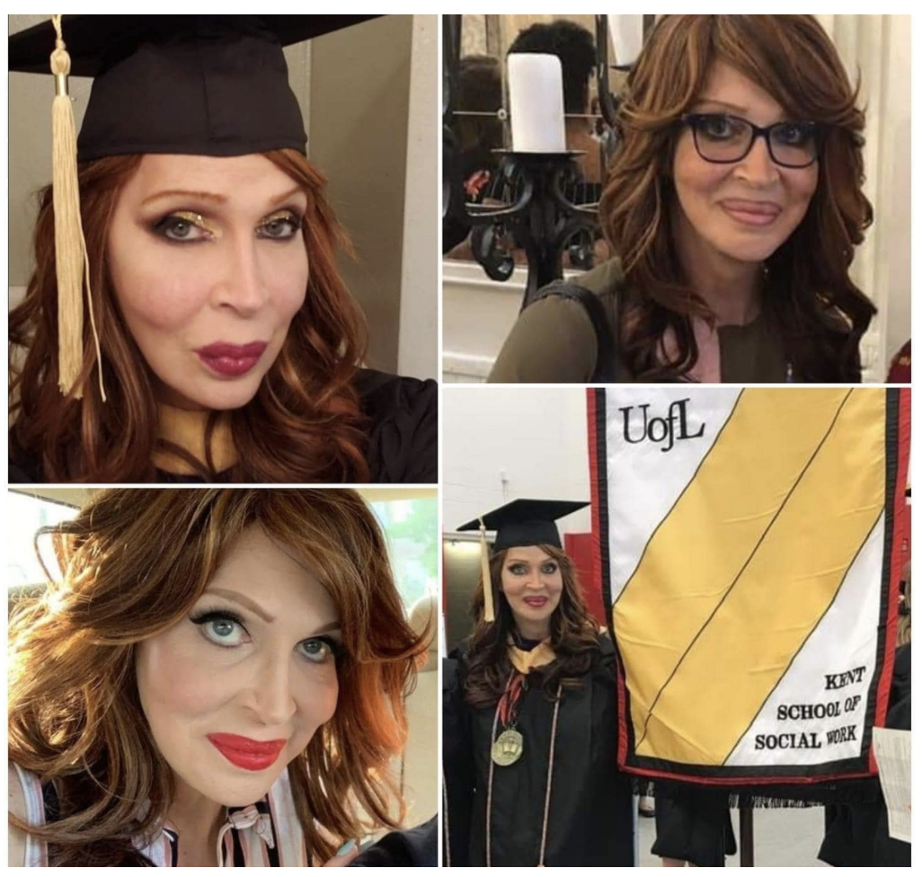 This is a collage of photos of Amirage Saling graduating from the Kent School of Social Work